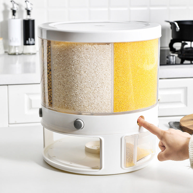 Food Storage Box Rotatable Multi-functional Dividing Rice Bucket Household Insect and Moisture Proof Grains Organizer