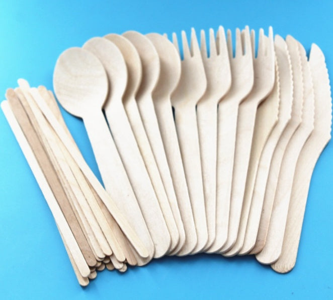 50pcs Disposable Wooden Spoons