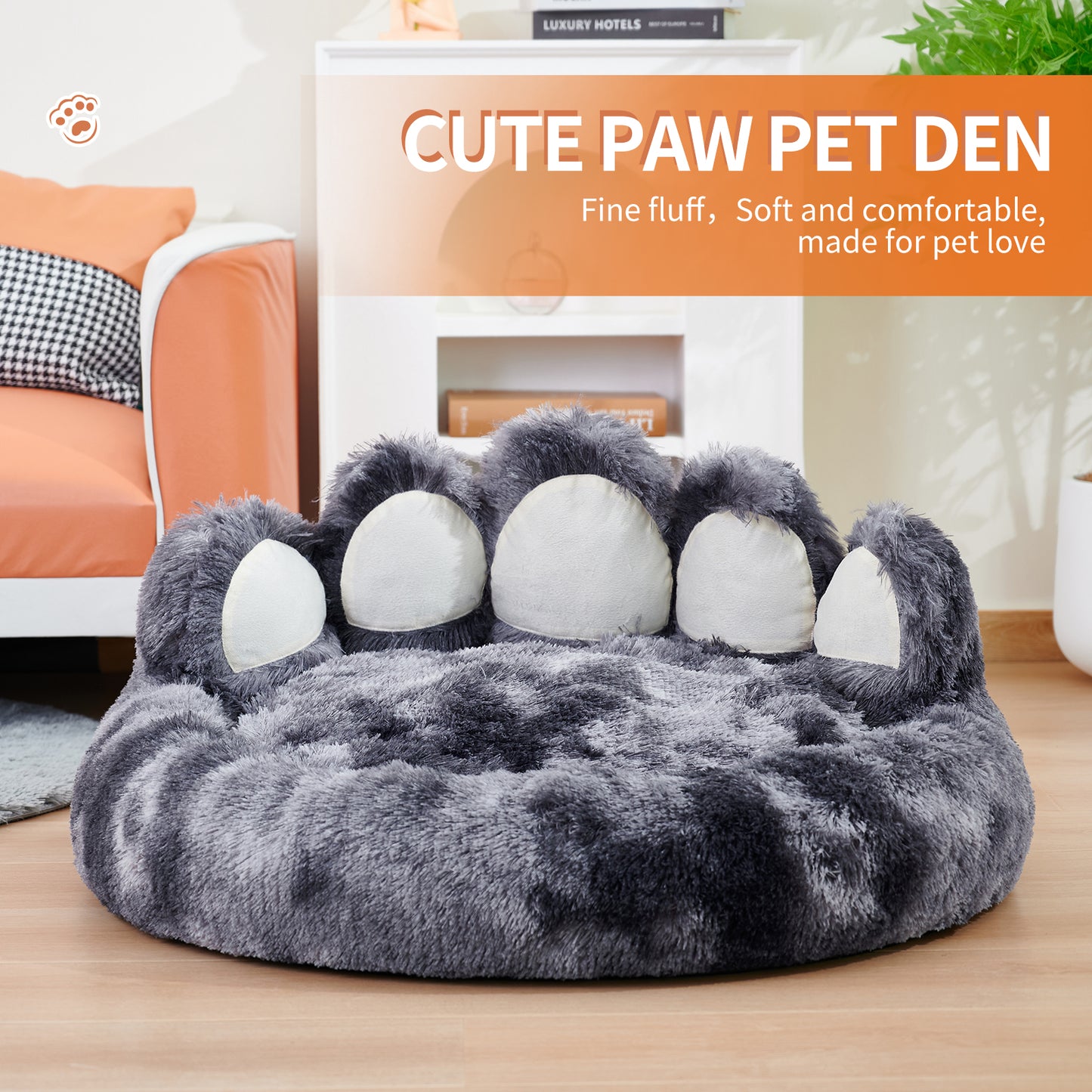 Thickened Warm Kennel For Pets With Bear Paw Shape House - Teddy Kennel With Removable Washable Cat Fluffy Dog Bed Mat For Deep Sleeping - Keeping Warm