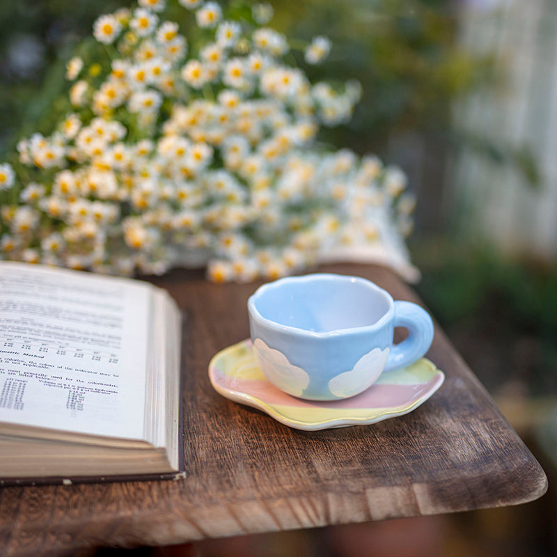 Flower Coffee Tulip Hand-kneaded Ceramic Cup And Saucer