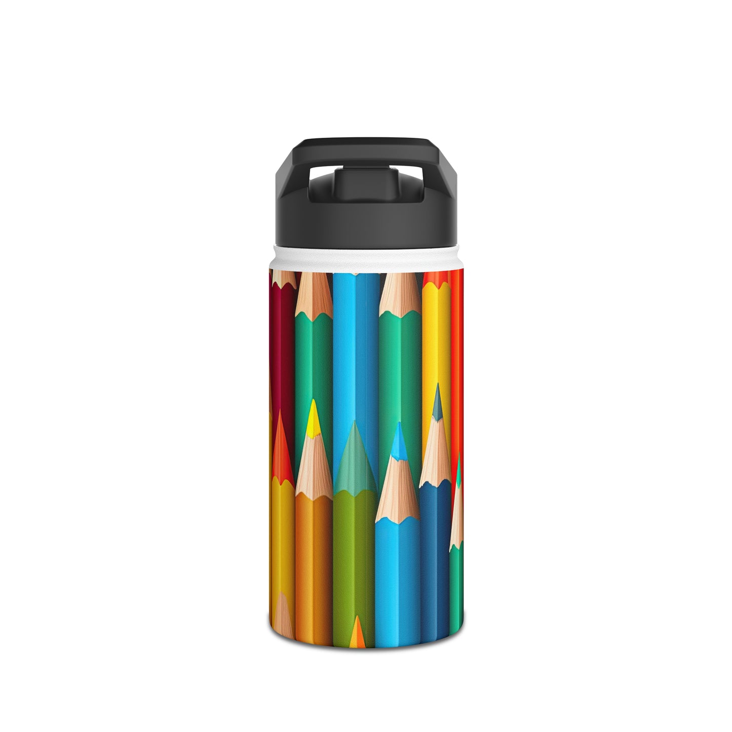 Teacher Educator Stainless Steel Water Bottle, Standard Lid Sharp Colored Pencils Yellow Orange Purple Blue Back-to-school Kitchen