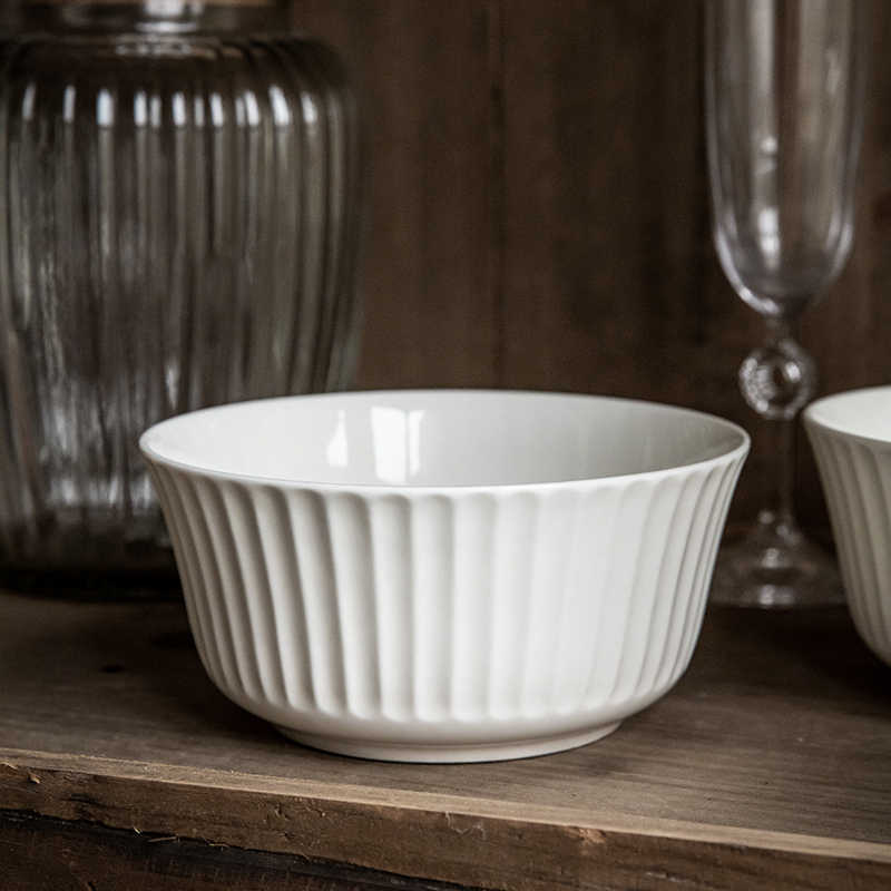 Round Colored Glaze 6-inch Ceramic Ins White Salad Bowl