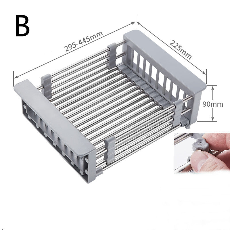 Kitchen Sink Rack For Dishes And Chopsticks Above The Sink, Sink Drain Basket Drain Dish Rack Dish Storage Rack Retractable