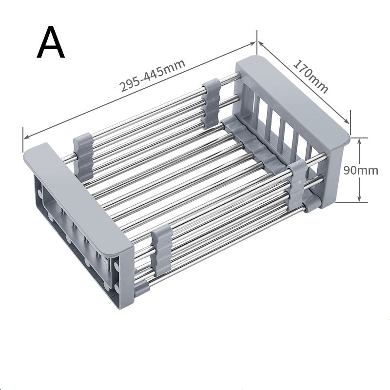 Kitchen Sink Rack For Dishes And Chopsticks Above The Sink, Sink Drain Basket Drain Dish Rack Dish Storage Rack Retractable