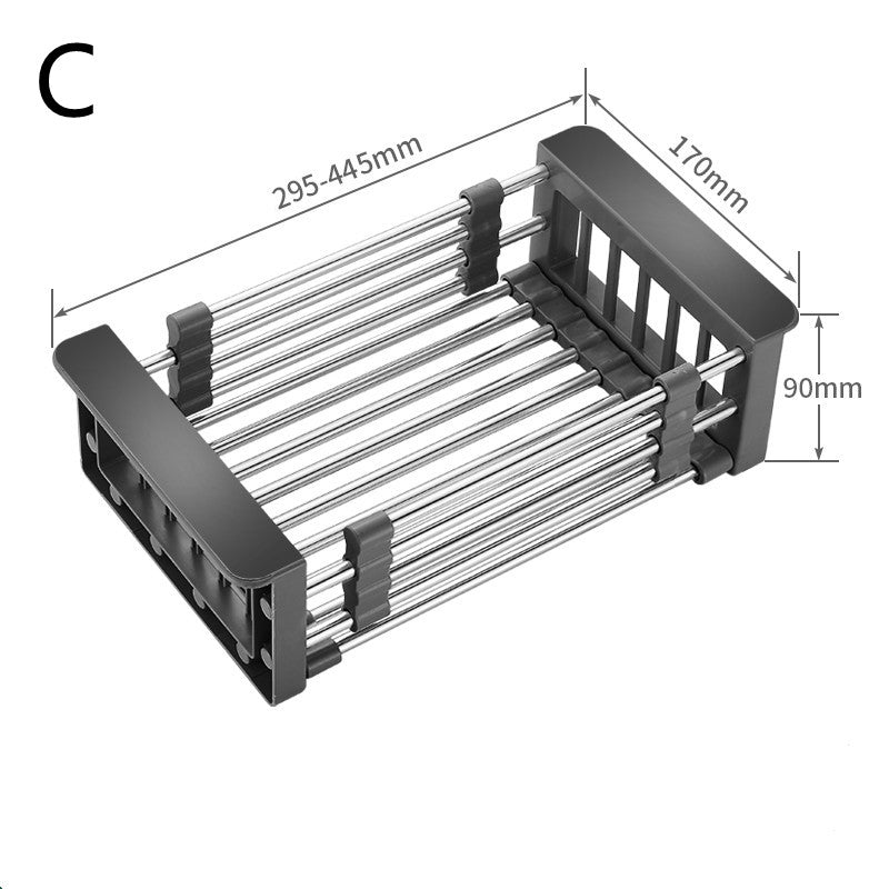 Kitchen Sink Rack For Dishes And Chopsticks Above The Sink, Sink Drain Basket Drain Dish Rack Dish Storage Rack Retractable