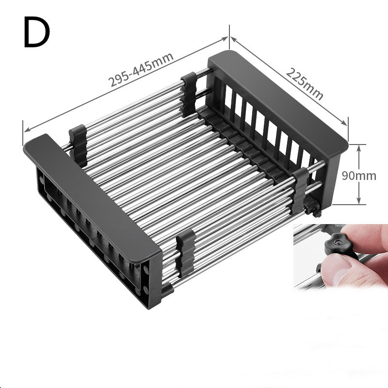 Kitchen Sink Rack For Dishes And Chopsticks Above The Sink, Sink Drain Basket Drain Dish Rack Dish Storage Rack Retractable