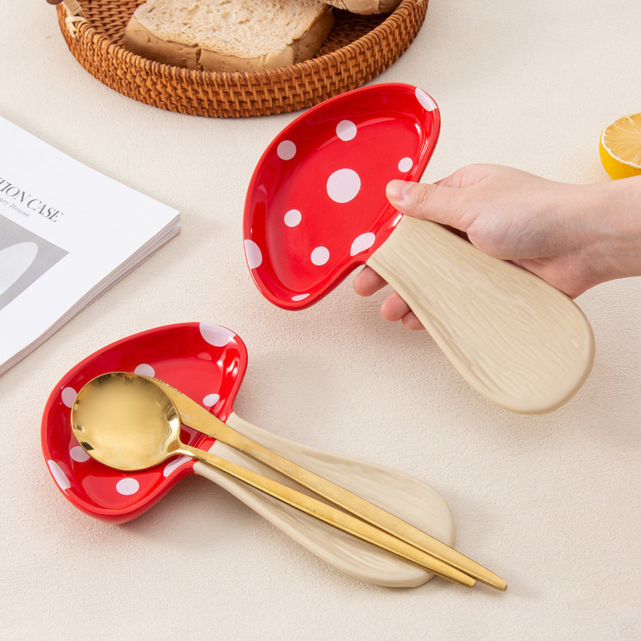 Creative Mushroom Spoon Holder Modern Restaurant Tableware Dish High Temperature Resistance