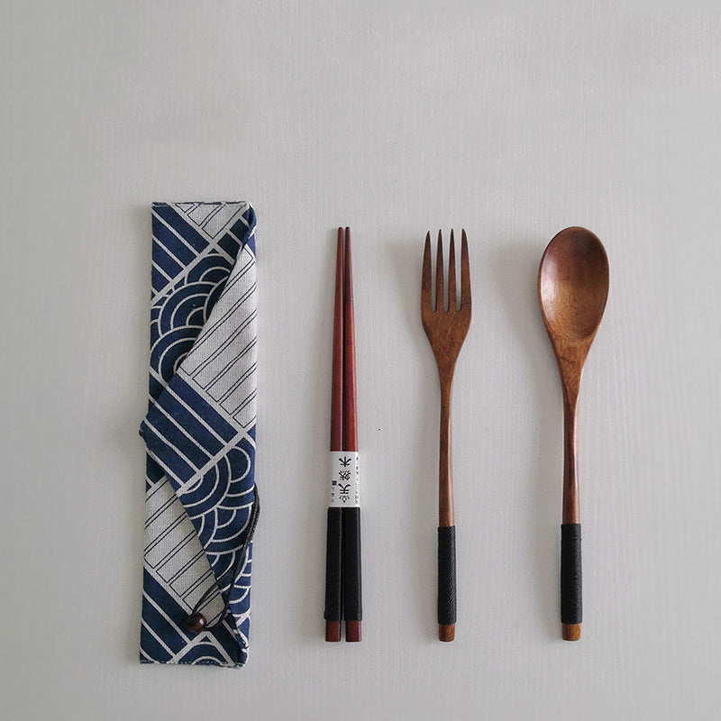 Spoon and fork portable Japanese style set