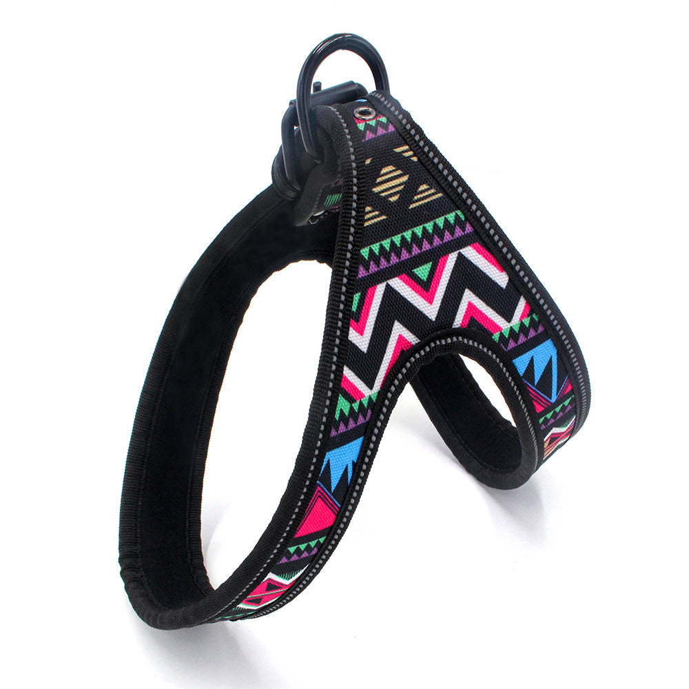 Colorful Printed Oxford Fabric Reflective Pet Harness