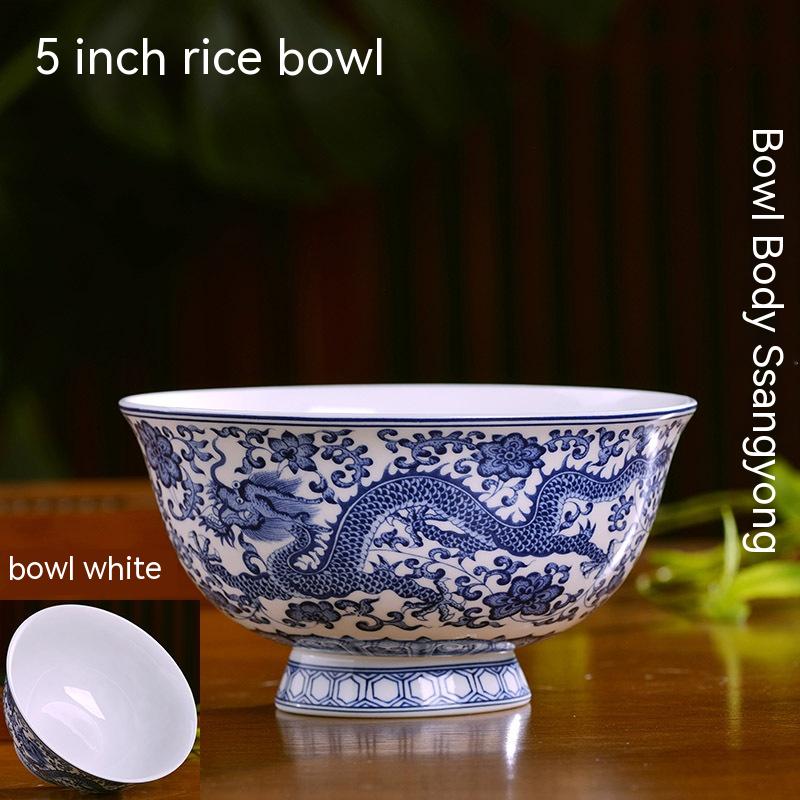 Blue And White Porcelain Bowl Dragon Pattern Antique Bone China Bowl