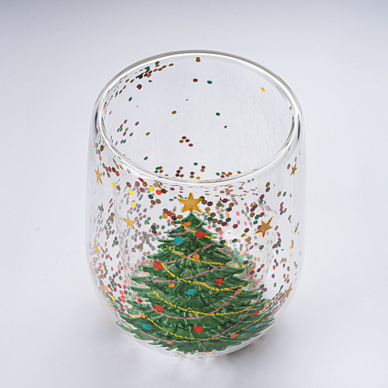 Home Cartoon Double-layer Flowing Sequin Glass Cup