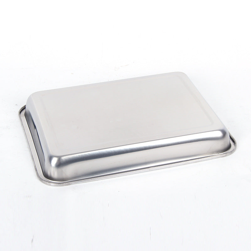 Stainless Steel Storage Trays Square Plate Thickening Pans Rectangular Tray Barbecue Deep Rice Dishes Bbq Kitchen Accessories