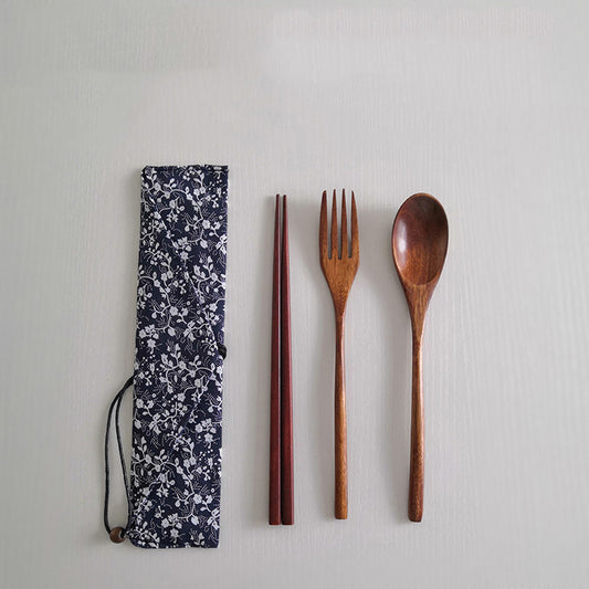 Spoon and fork portable Japanese style set