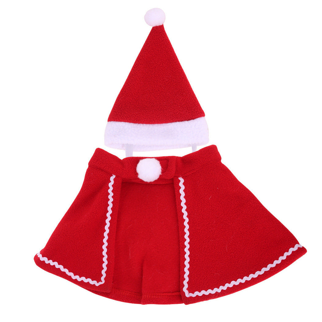 Pet Dog Cloak Hat Red Dress Suit