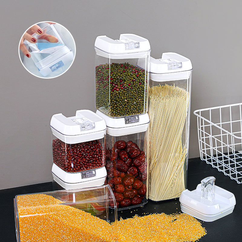 Air-Tight Food Storage Container 7pcs For Cereals Easy Lock Sealed Jar Plastic Transparent Milk Powder Grains Candy Kitchen Organizer