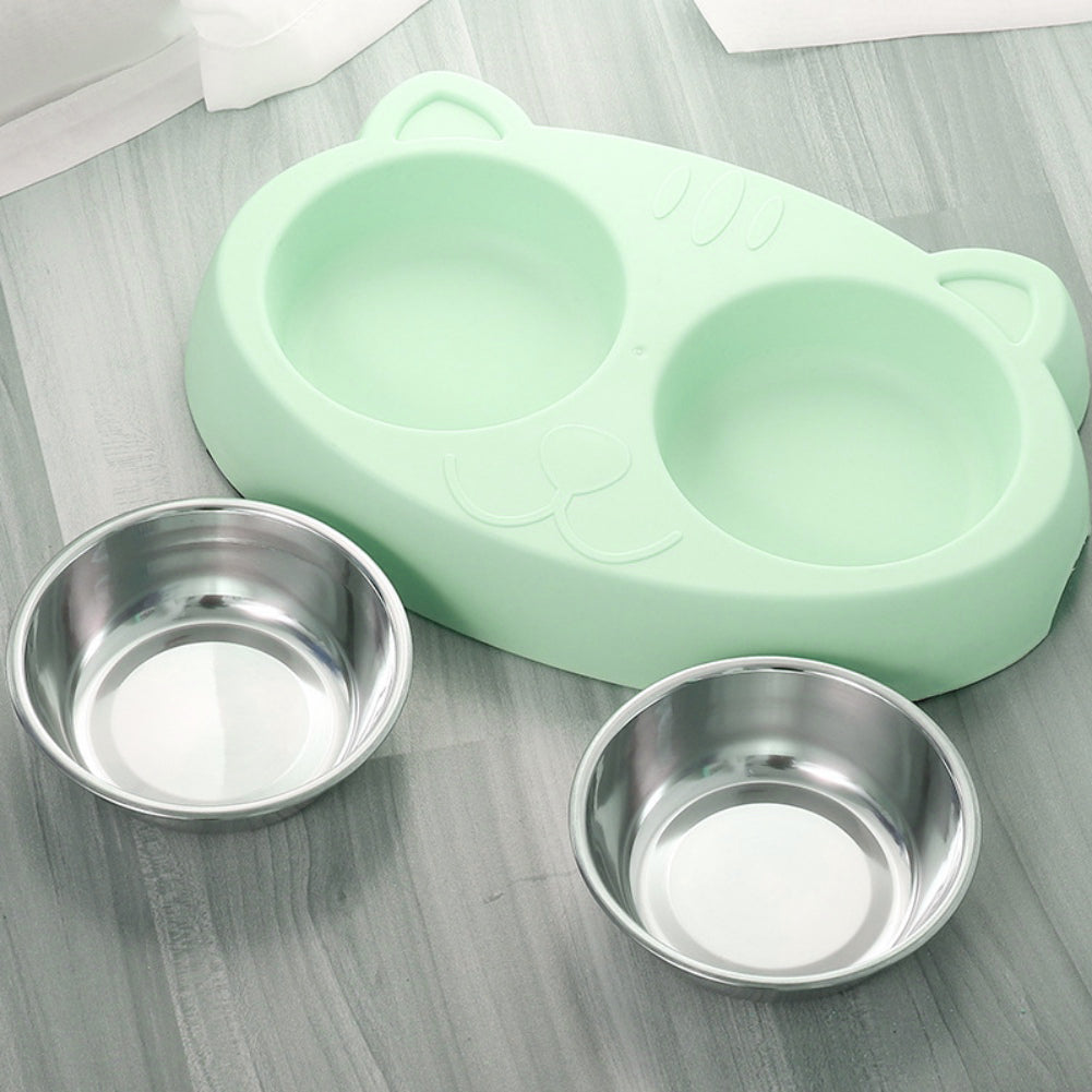 Dog Bowls Double Dog Water And Food Bowls Stainless Steel Bowls With Non-Slip Resin Station, Pet Feeder Bowls For Puppy Medium Dogs Cats