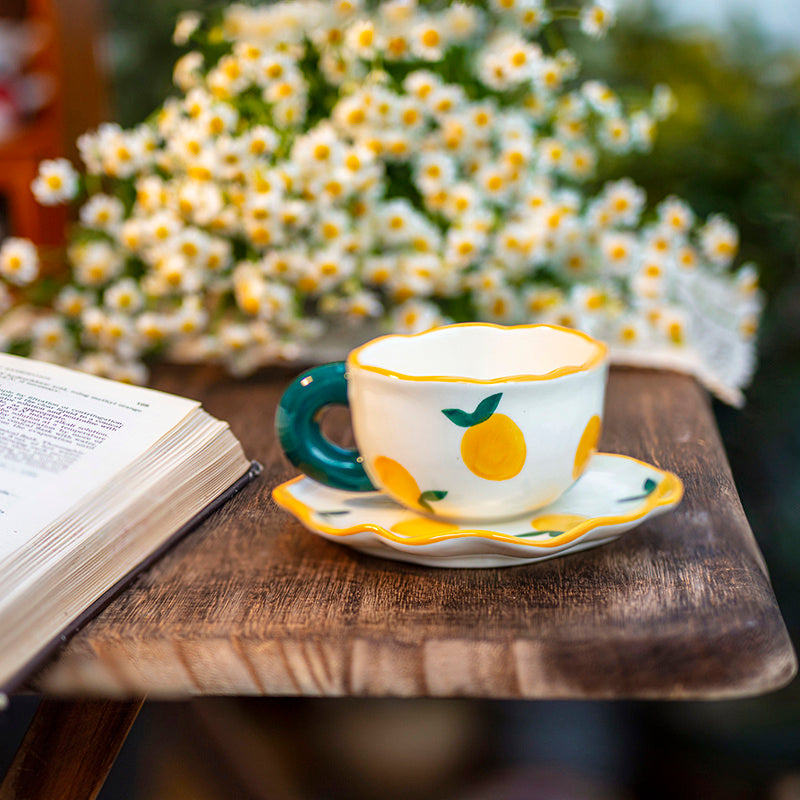 Flower Coffee Tulip Hand-kneaded Ceramic Cup And Saucer