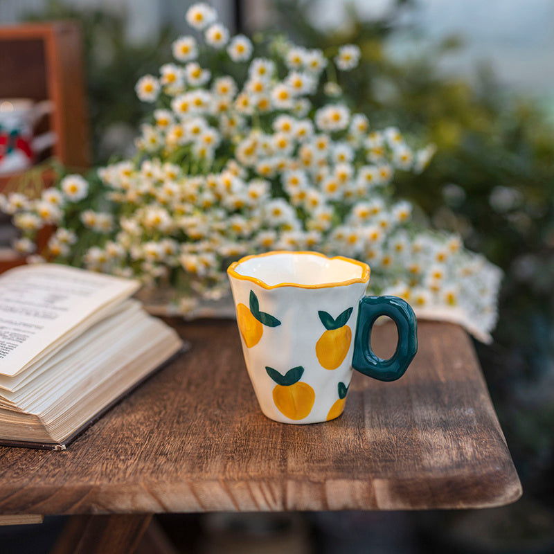 Flower Coffee Tulip Hand-kneaded Ceramic Cup And Saucer