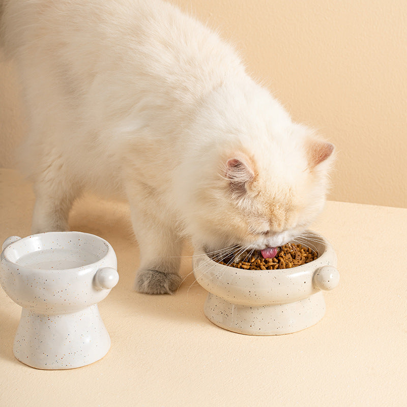 Pet Cat Anti-flip Flat Mouth Ceramic Bowl