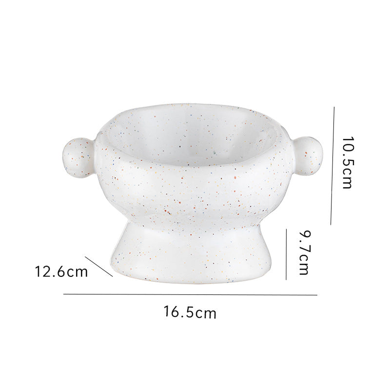 Pet Cat Anti-flip Flat Mouth Ceramic Bowl