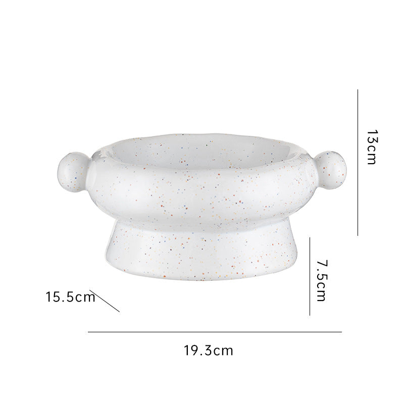 Pet Cat Anti-flip Flat Mouth Ceramic Bowl