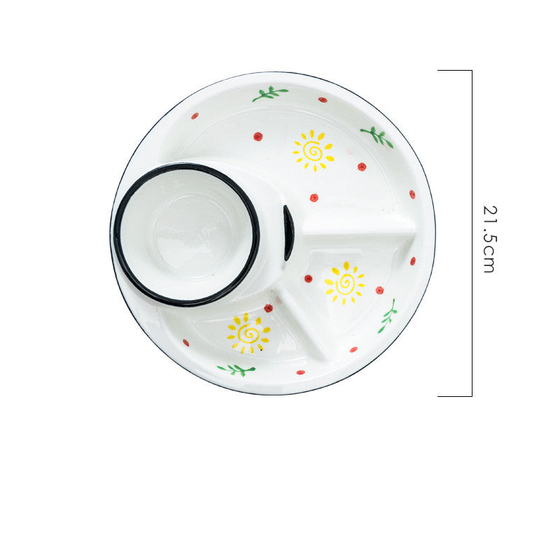 Children's Ceramic Quantitative Plate Three Division Plate
