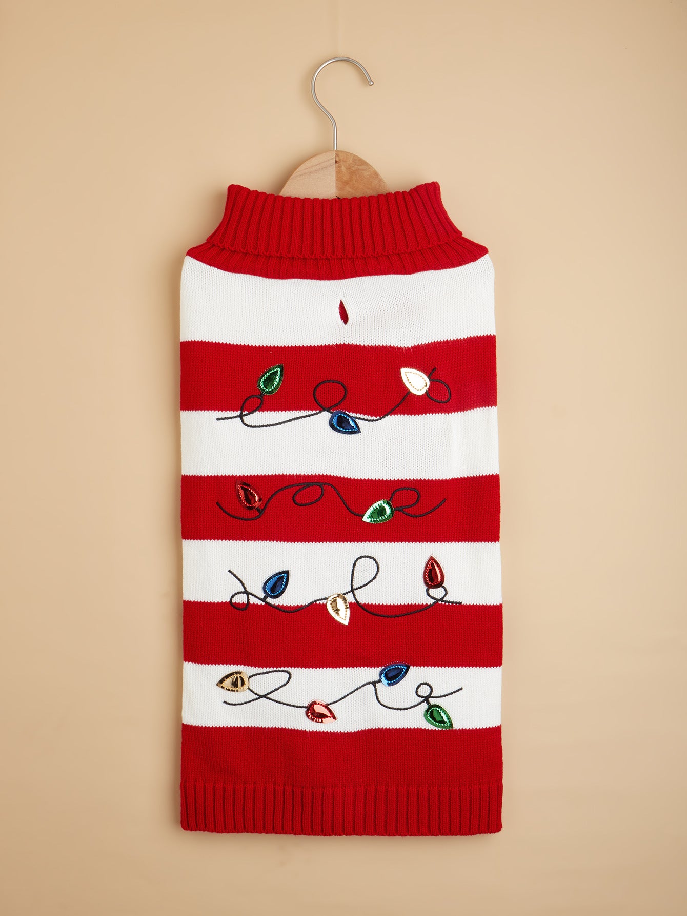 Pet Striped Christmas Lantern Turtleneck Sweater