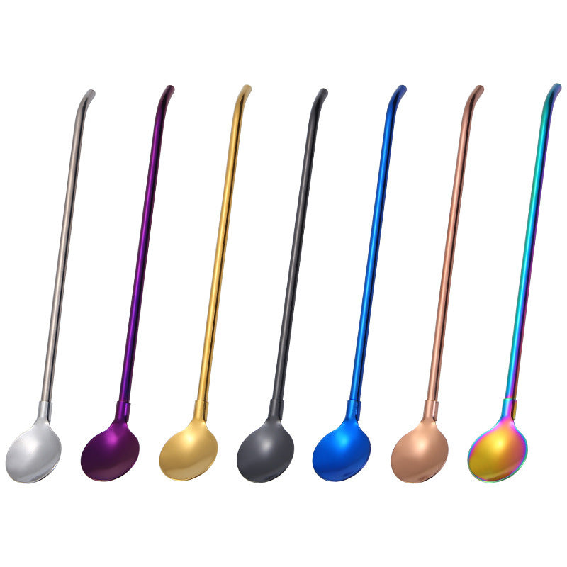 304 Food Grade Stainless Steel Tableware Straw Spoon