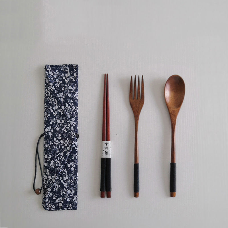 Spoon and fork portable Japanese style set