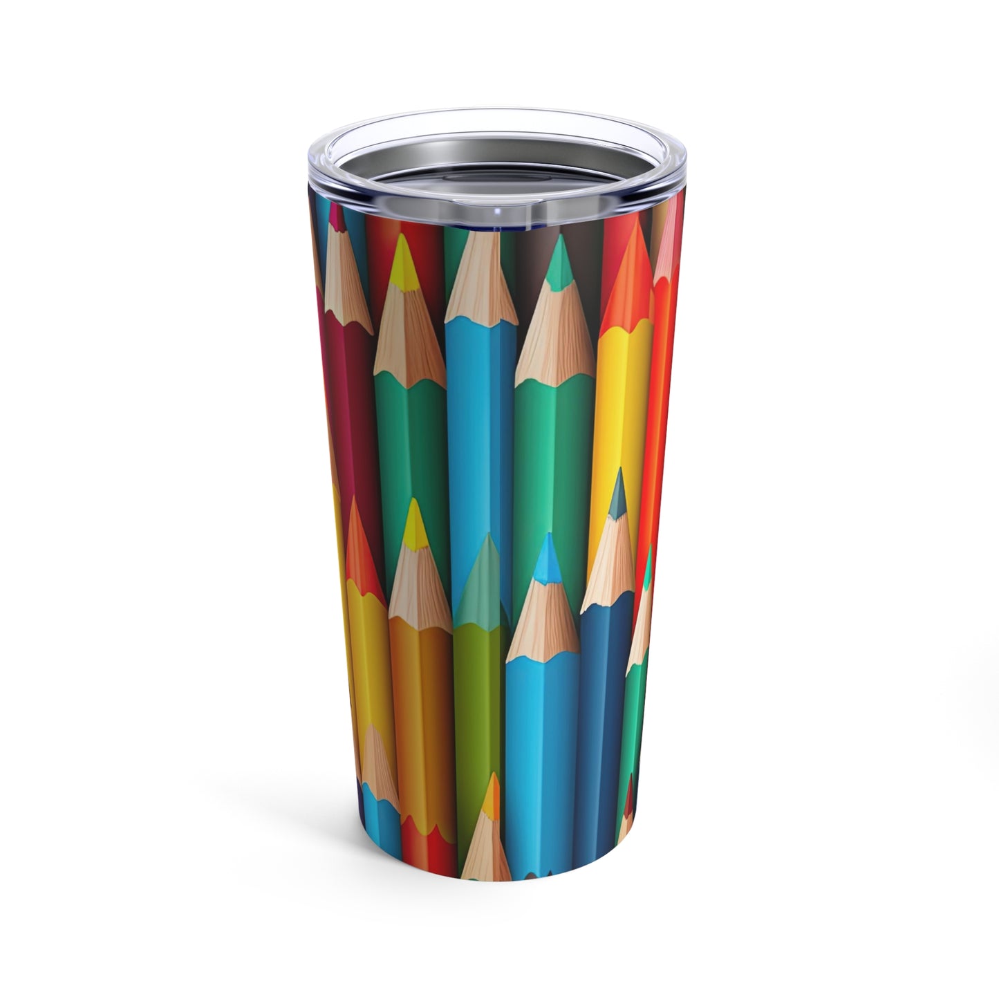 Teacher Tumbler 20oz Educator Seamless Design Colored Pencils Educator Gift Yellow Green Brown Purple Orange Pencils Sister Back-to-School