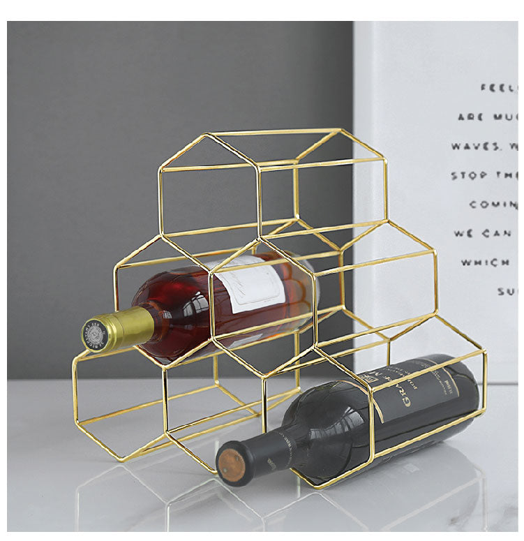 Creative Geometric Wine Rack Metal Simple Household Grape Wine Rack Restaurant Living Room Bar Wine Cabinet Wine Display
