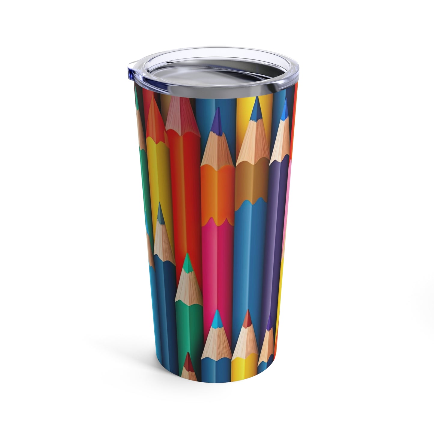 Teacher Tumbler 20oz Educator Seamless Design Colored Pencils Educator Gift Yellow Green Brown Purple Orange Pencils Sister Back-to-School