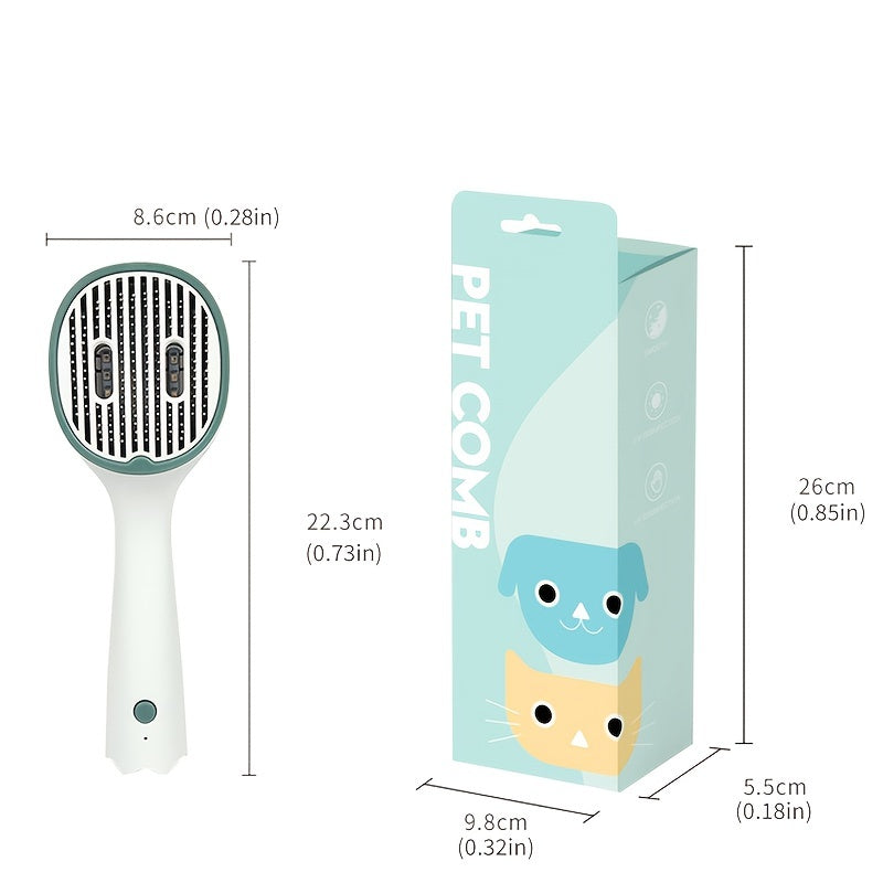 Cat Comb Dog Hair Remover Brush UVC Sterilization Pet Grooming Slicker Needle Comb Cat Sterilization Comb Pet Brush For Shedding And Grooming Self-Cleaning Slicker Brush For Long And Short Hair