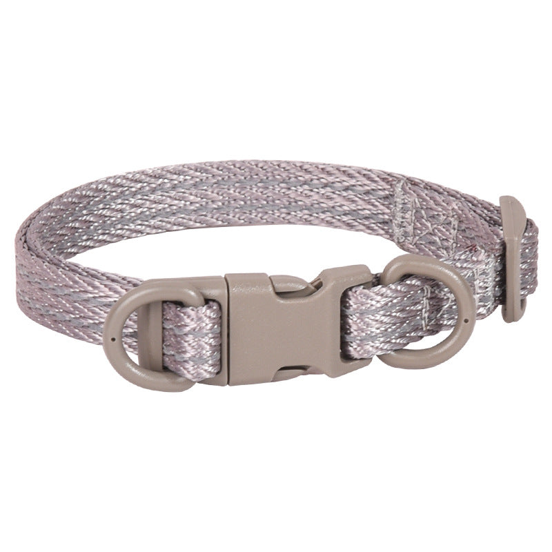 Double D Ring Release Buckle Webbing Dog Collar Reflective