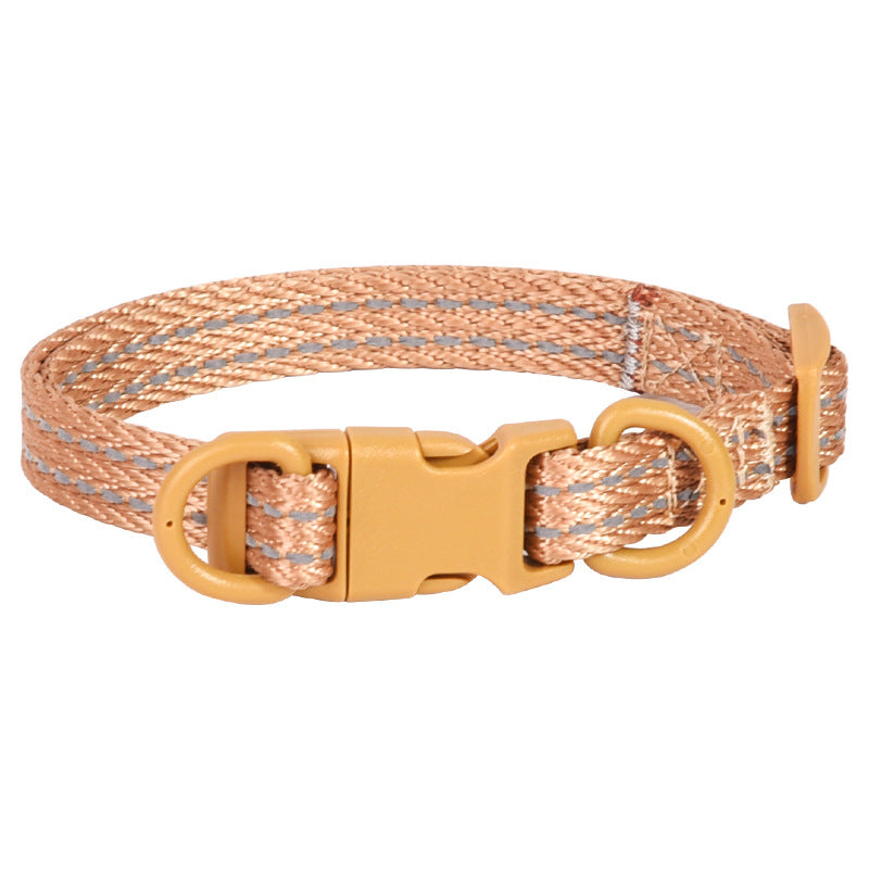 Double D Ring Release Buckle Webbing Dog Collar Reflective