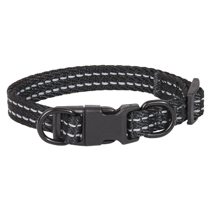 Double D Ring Release Buckle Webbing Dog Collar Reflective