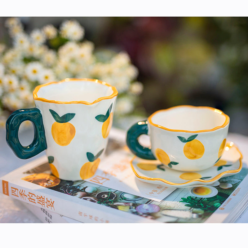 Flower Coffee Tulip Hand-kneaded Ceramic Cup And Saucer