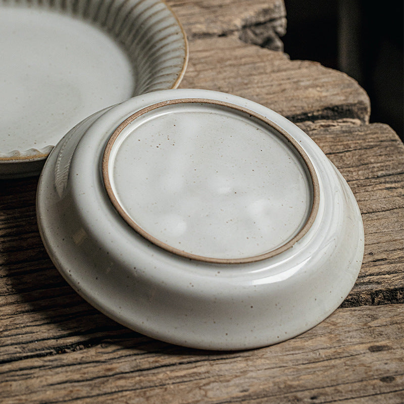 Vintage Embossed Ceramic Deep Household Dinner Plate