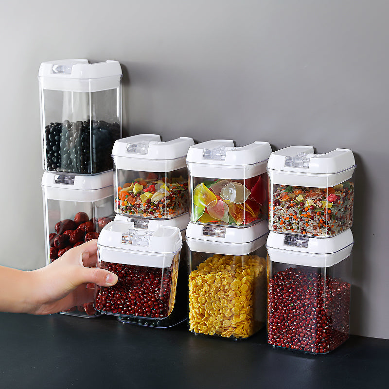 Air-Tight Food Storage Container 7pcs For Cereals Easy Lock Sealed Jar Plastic Transparent Milk Powder Grains Candy Kitchen Organizer