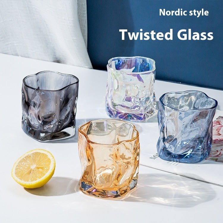 Light Luxury Whiskey Twisted Glass Style Drinking Cup Good-looking Color Glass Nordic Style Beer Steins