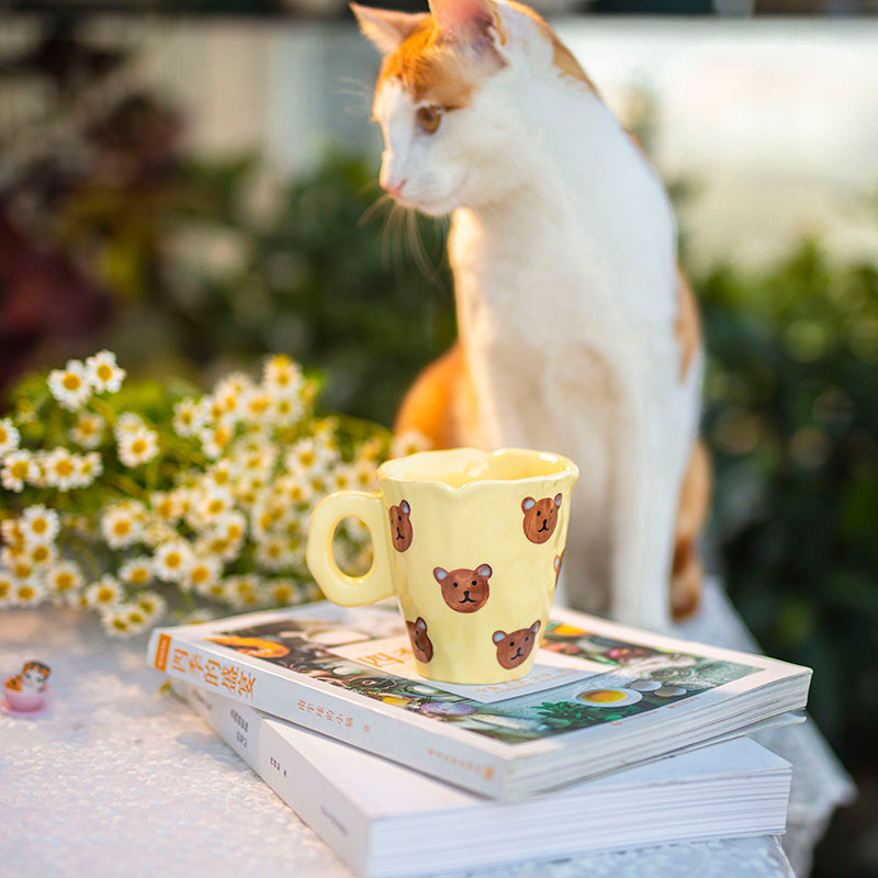 Flower Coffee Tulip Hand-kneaded Ceramic Cup And Saucer