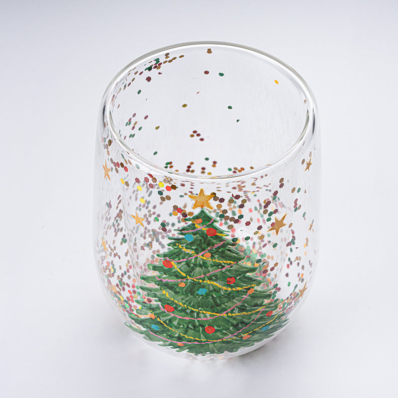 Home Cartoon Double-layer Flowing Sequin Glass Cup