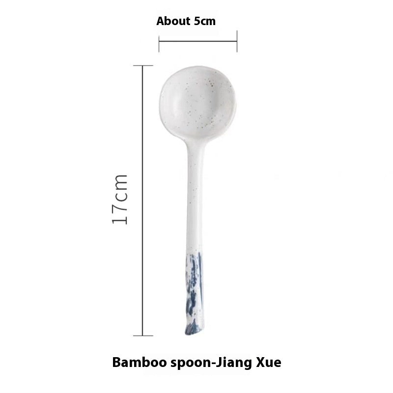 Restaurant Home Kitchen Utensils Creative Retro Ceramic Long Handle Spoon