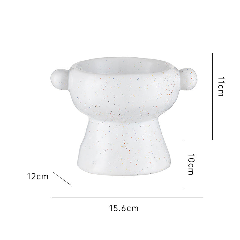 Pet Cat Anti-flip Flat Mouth Ceramic Bowl