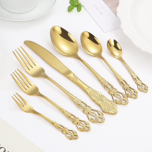 Stainless Steel Cutlery Spoon West Dinnerware Set Gold Plated