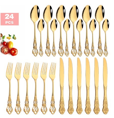 Stainless Steel Cutlery Spoon West Dinnerware Set Gold Plated