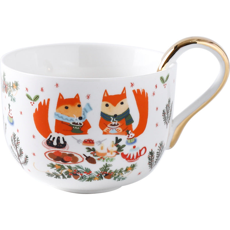 Creative And Cute Squirrel Milk Cup With Gold Handle